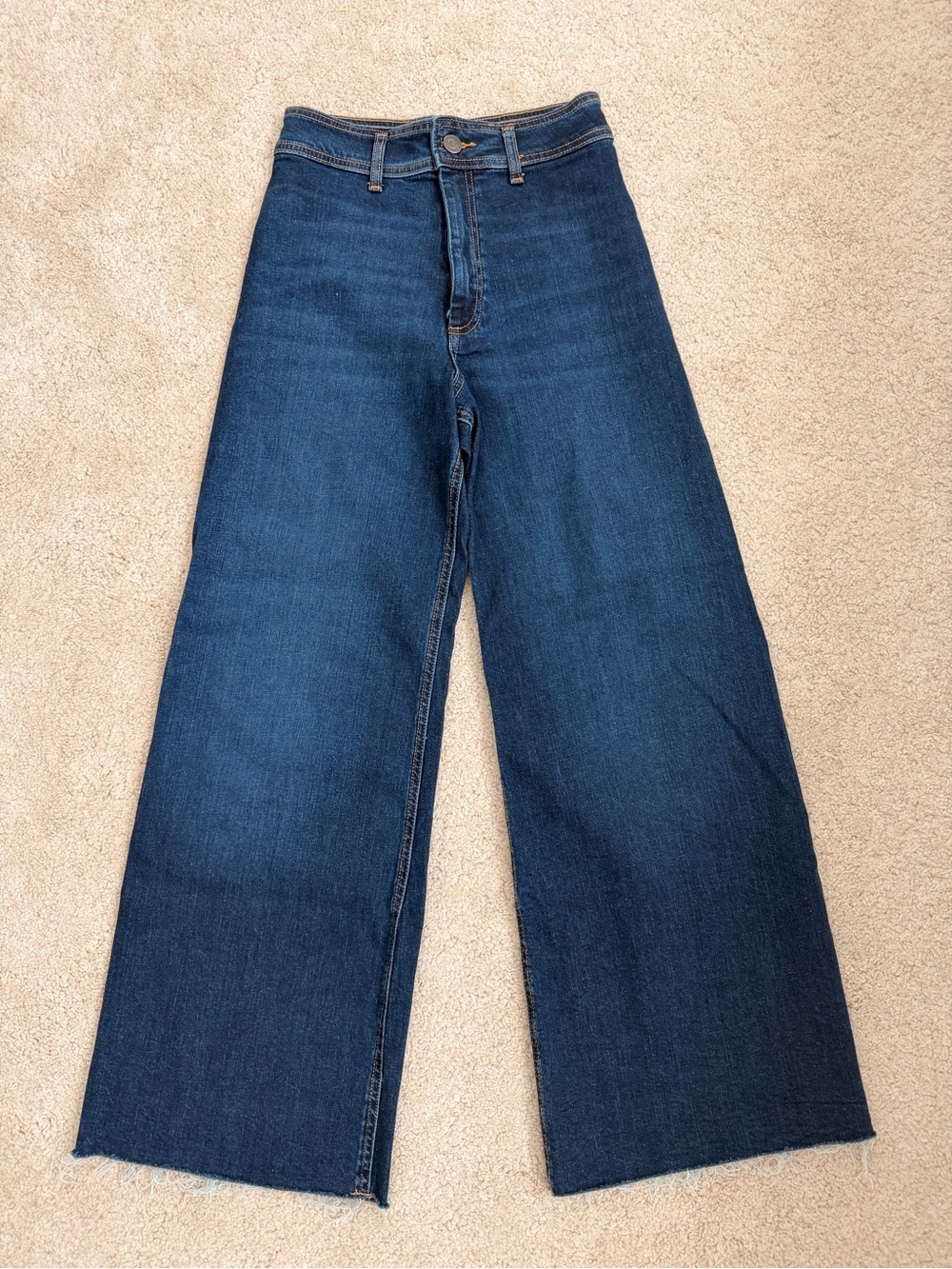 Zara Dark Blue Wide-Leg High-Rise Jeans